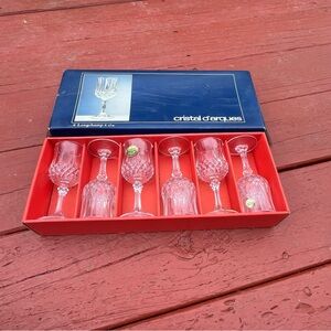 Cristal D’Arques Six Vintage Stemmed Lead Crystal Cordial Glasses 2 Oz